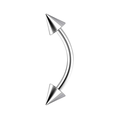 Surgical Steel 14 Gauge Curved Barbell with Spike Ends