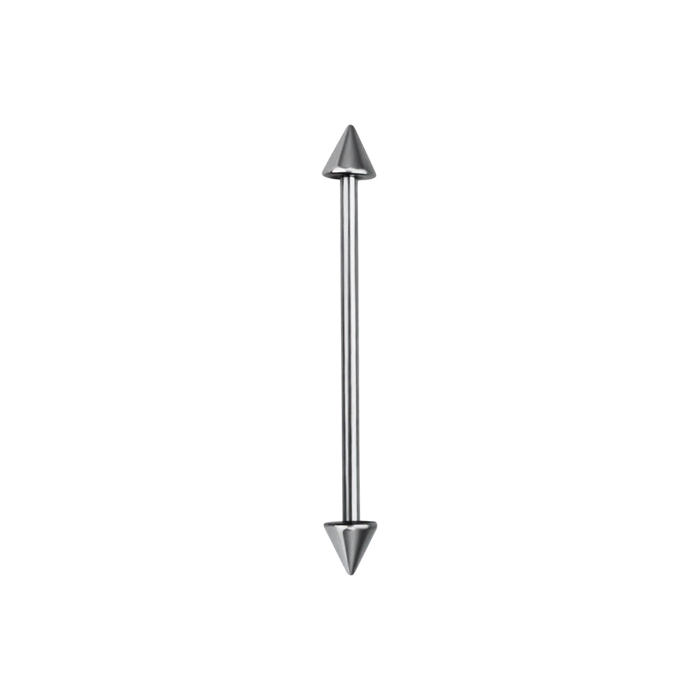 Titanium industrial barbell with spike ends