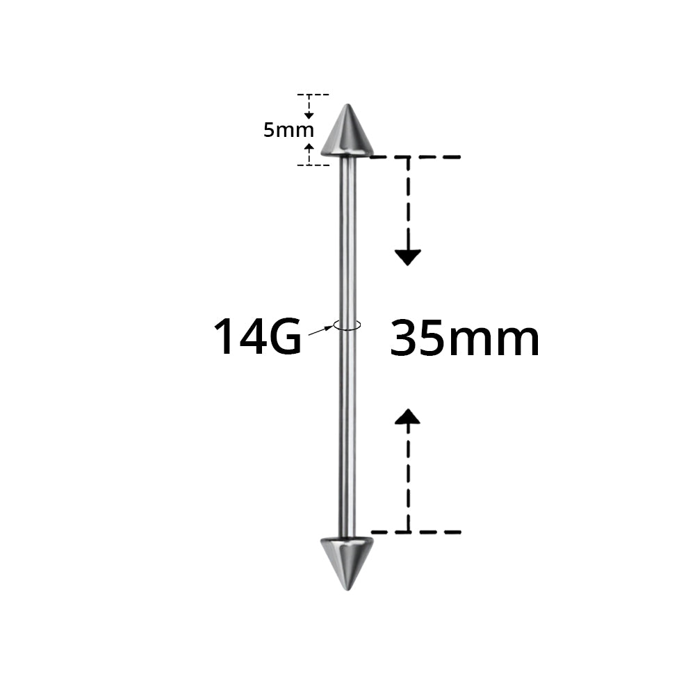 Titanium industrial barbell with spike ends