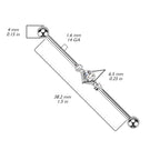 Titanium 14 Gauge Square CZ Industrial Barbell