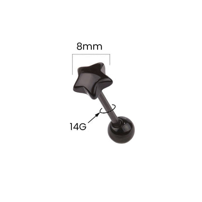Acrylic 14 Gauge Tongue Ring Barbell with Flexible Star - 4 Pack