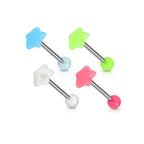 Surgical Steel 14 Gauge Tongue Barbell with Star Glow in the Dark - photo 6