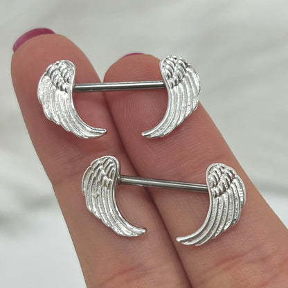 Surgical Steel Nipple Barbell 14G 14mm with Angel Wing - Pair - photo 5