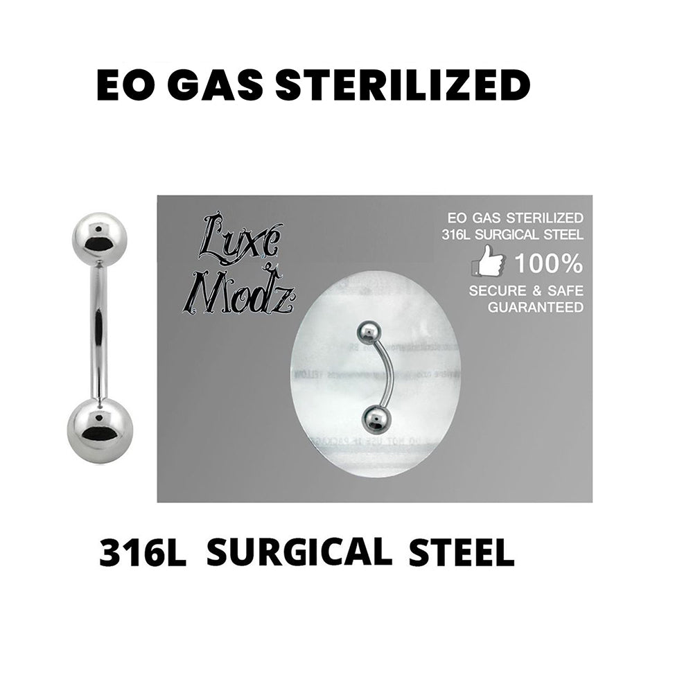Surgical Steel 14 Gauge Sterilized Belly Ring with 5mm and 6mm Balls