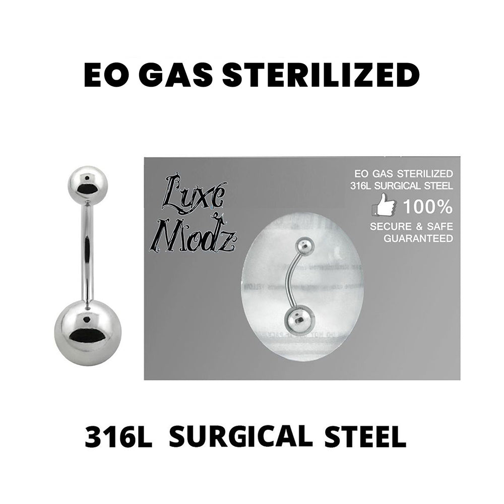 Surgical Steel 14 Gauge Sterilized Belly Ring with 5mm and 8mm Balls