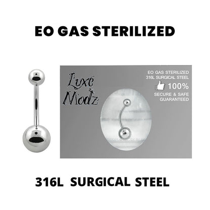 Surgical Steel 14 Gauge Sterilized Belly Ring with 5mm and 8mm Balls