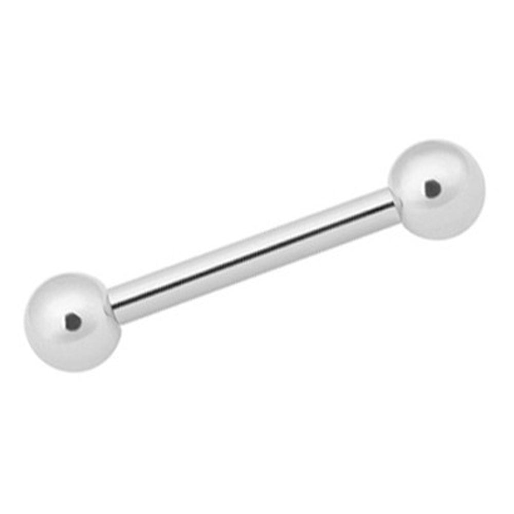 14K White Gold 14 Gauge Straight Barbell with CZ for Nipple