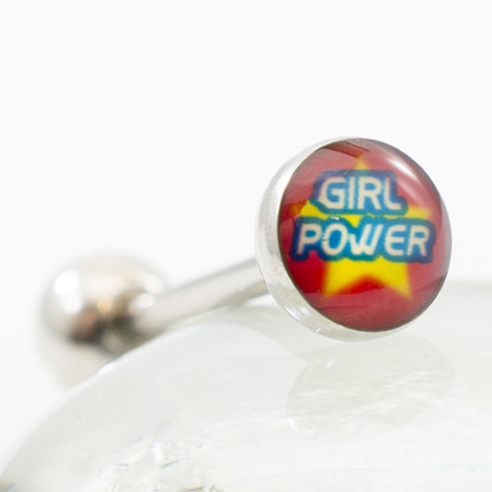 Surgical Steel 14 Gauge Tongue Barbell with Super Girl Logo - photo 3
