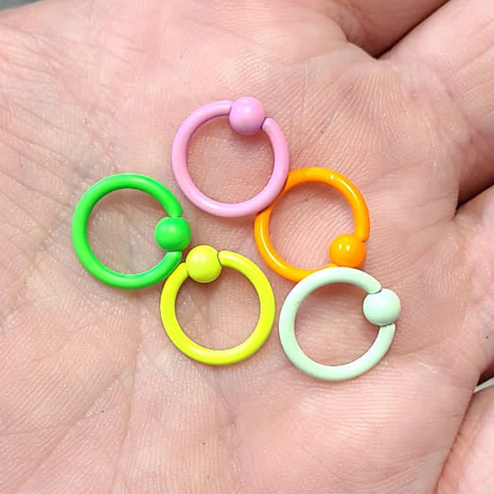 Surgical Steel Captive Bead Rings UV Colors 14 Gauge 10mm - 5 Pack - photo 3