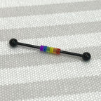 PVD Black Rainbow Surgical Steel 14 Gauge Industrial Barbell 38mm