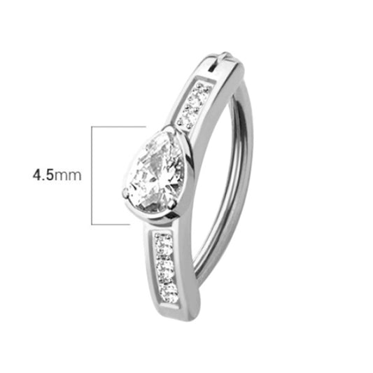 Surgical Steel 14 Gauge Hinged Belly Button Ring with CZ Teardrop