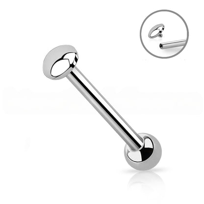 Titanium Straight Barbell 14G 12mm to 18mm with Flat Disc Dome Top - photo 5