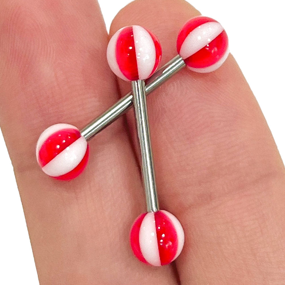 Titanium Nipple Barbell 14G 14mm with Beach Balls - Pair - photo 5