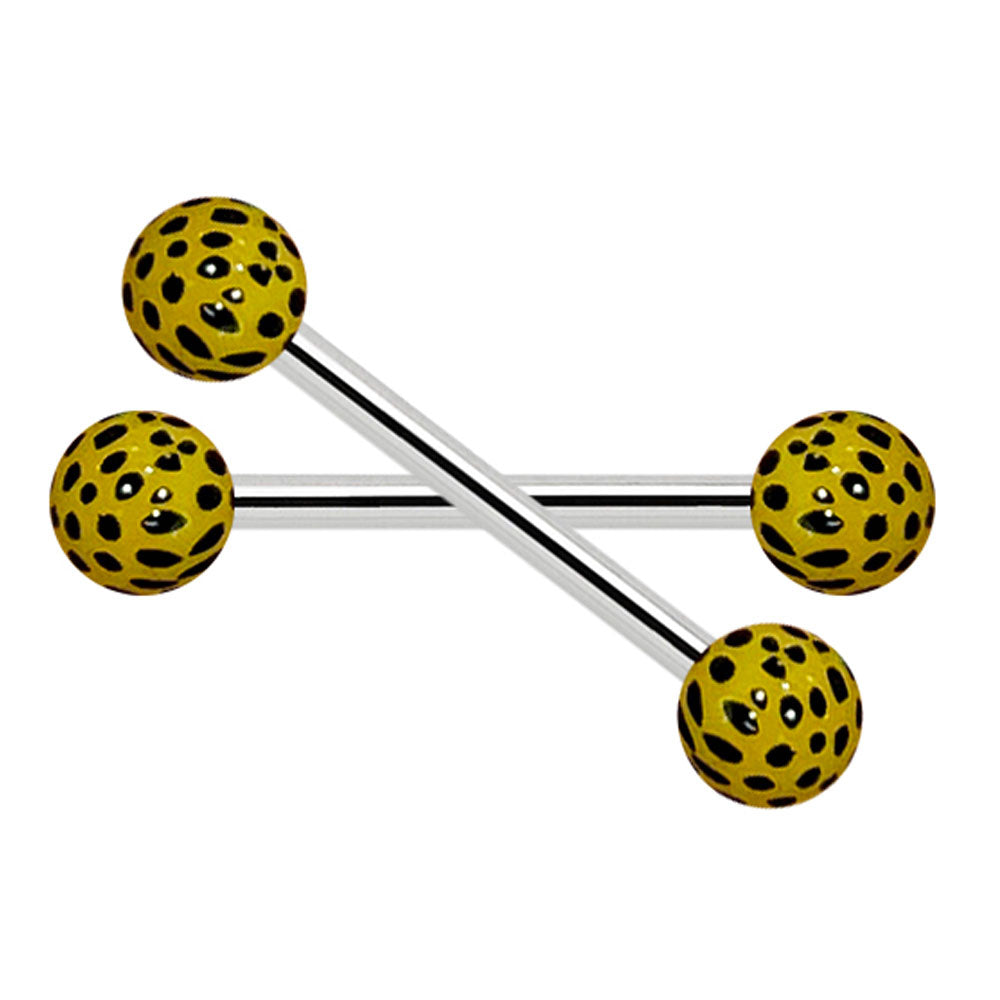 Titanium Nipple Barbell 14G 14mm with Leopard Balls - Pair - photo 5