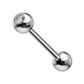 14 Karat Solid Gold Straight Barbell 14 Gauge 5/8" (16 mm) CZ Gem Top - Kruelty - Photo 2