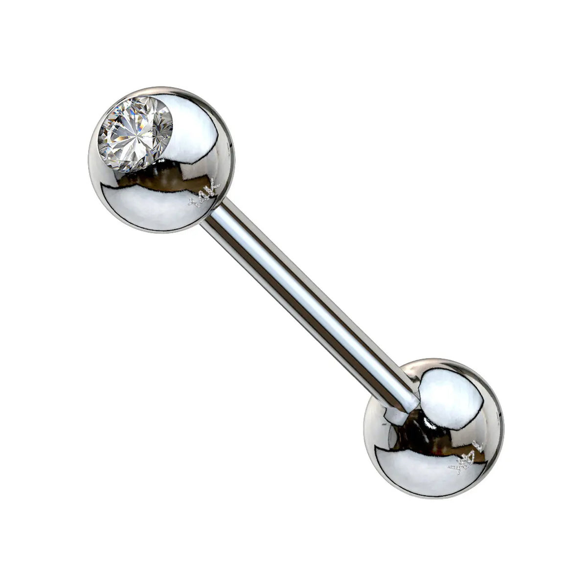 14 Karat Solid Gold Straight Barbell 14 Gauge 5/8" (16 mm) CZ Gem Top - Kruelty - Photo 2