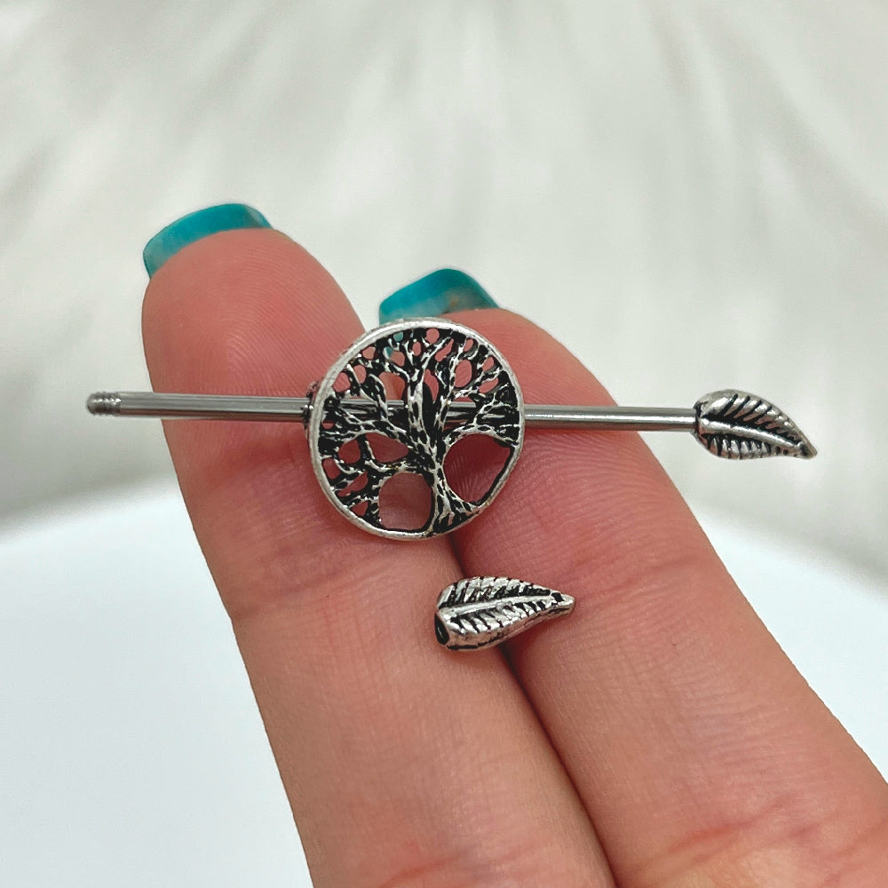 Surgical Steel 14 Gauge Tree of Life Industrial Barbell