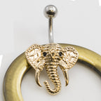 Surgical Steel 14 Gauge Belly Ring with Tribal Elephant Head - photo 3