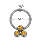 Surgical Steel 14 Gauge Triple Logo Ball Captive Bead Rings - 4 Pack