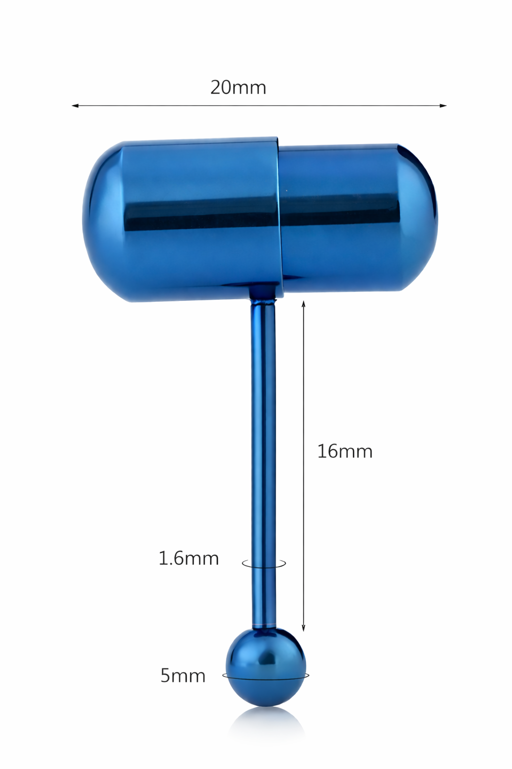 Surgical Steel Vibrating Tongue Barbell 14 Gauge Blue - photo 3