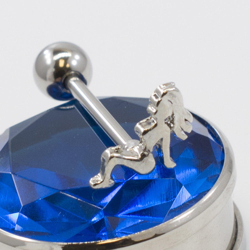 Surgical Steel Tongue Barbell 14 Gauge 16mm with Woman on Top Design - photo 2