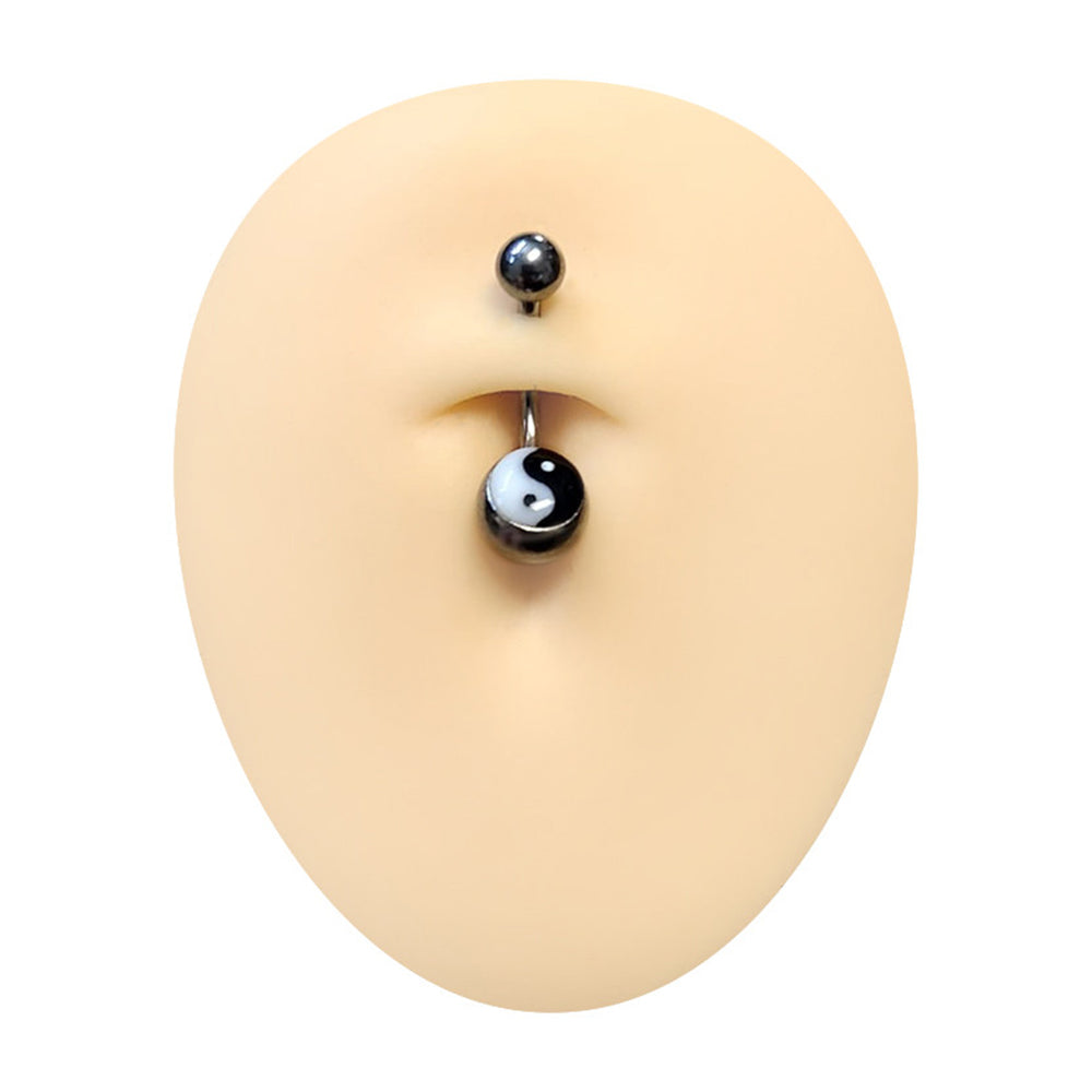 Surgical Steel 14 Gauge Belly Ring with Yin Yang Logo - photo 2