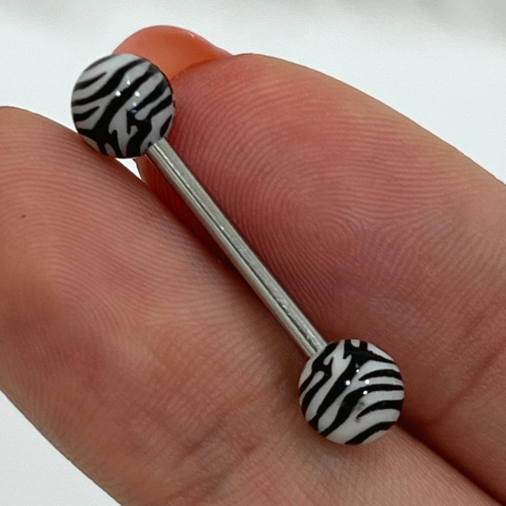 Surgical Steel or Titanium Barbell 14G 16mm with Leopard or Zebra Ball - photo 4