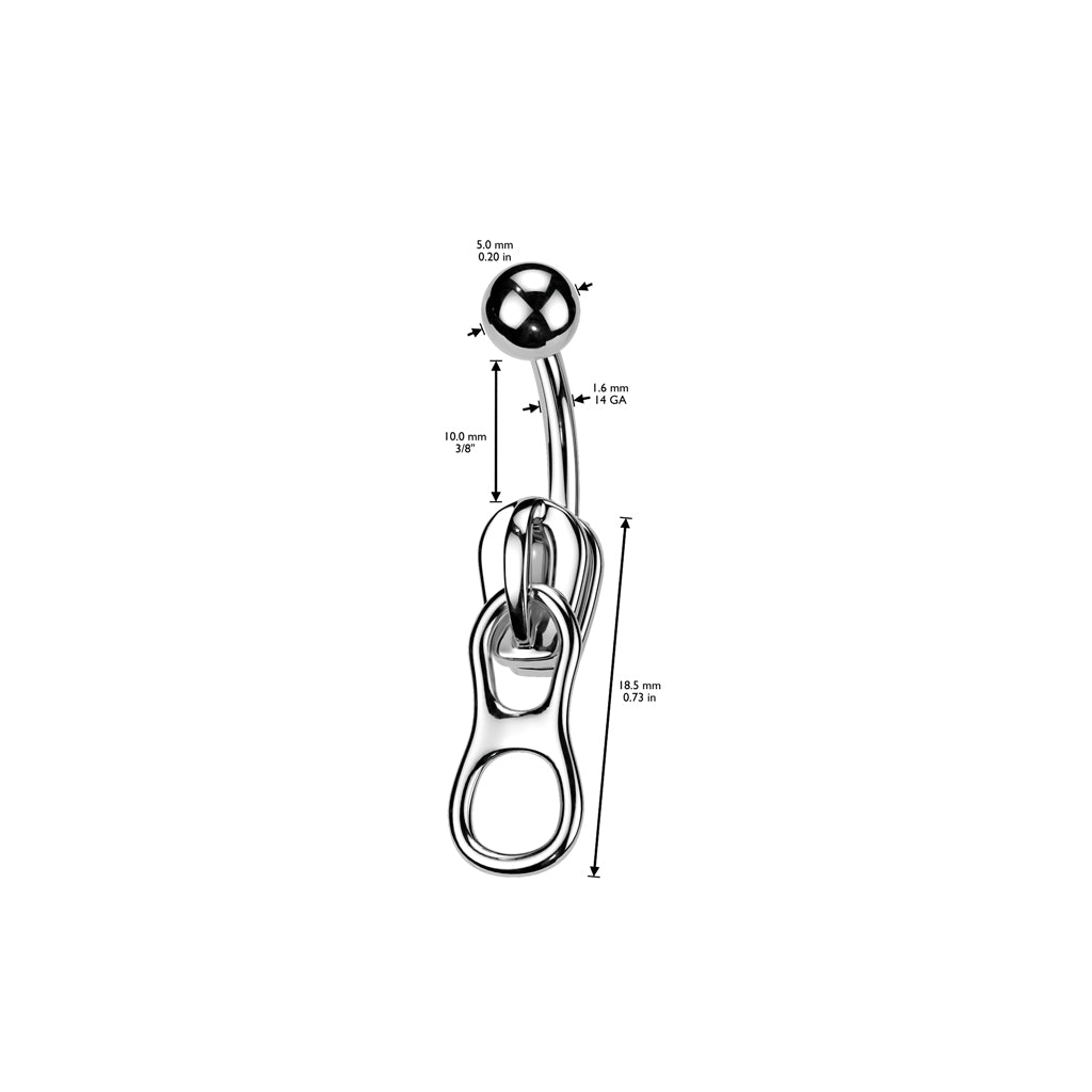 Surgical Steel 14 Gauge Curved Belly Ring with Zipper - photo 2