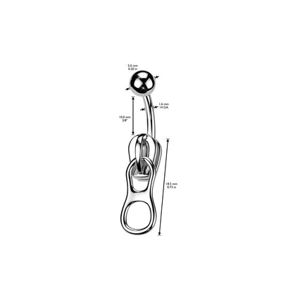 Surgical Steel 14 Gauge Curved Belly Ring with Zipper - photo 2