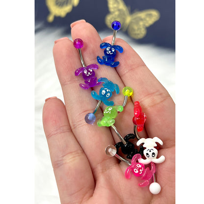 Surgical Steel Belly Rings 14G 10mm with Acrylic Bunny - 10 Pack - photo 2