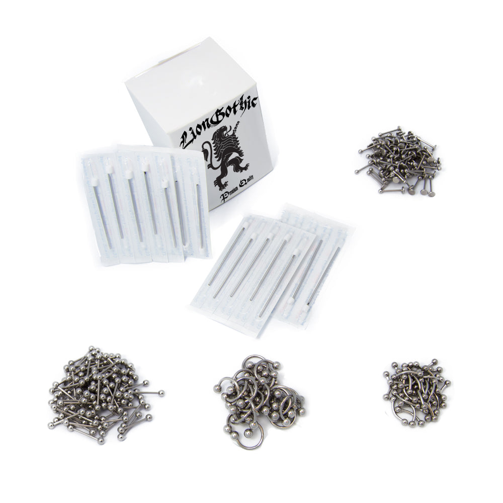 Surgical Steel Liongothic 14 Gauge Piercing Kit - 400 Pack