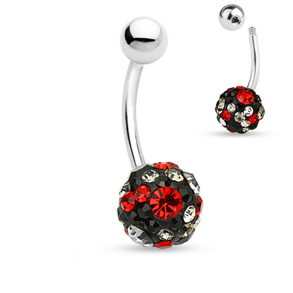Surgical Steel 14 Gauge Belly Ring with Paved CZ Ferido Ball - photo 3