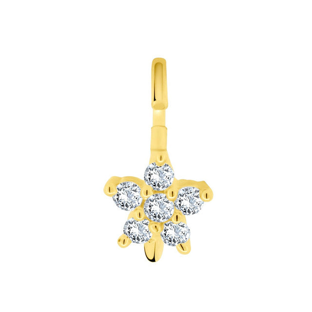 14K Solid Gold 22 Gauge Diamond Flower Nose Hoop Ring