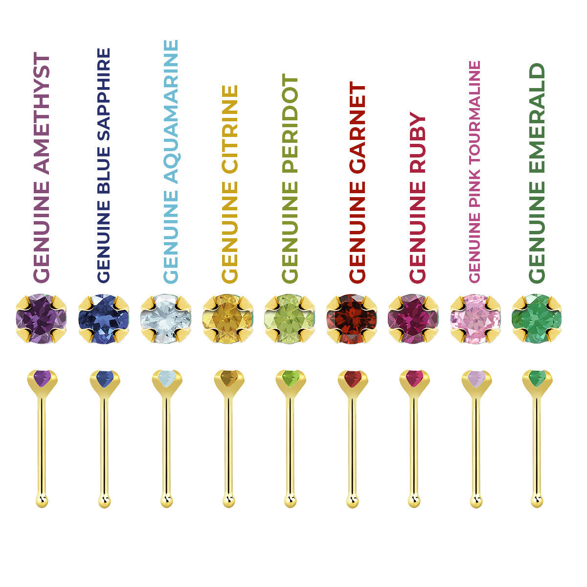 14K Solid Gold Nose Bone Studs 22G 6mm with 2mm CZ - 12 Pack - photo 6