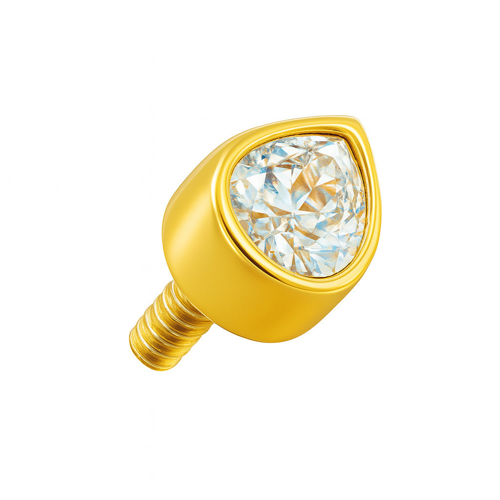 14K Solid Gold Teardrop CZ Dermal Top with Titanium Anchor Base - photo 5