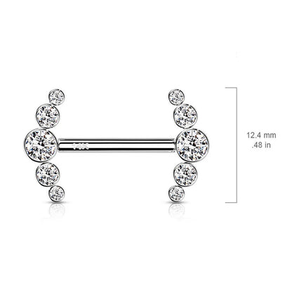 14K Solid Gold 14 Gauge Cluster CZ Nipple Barbell - Pair - photo 3