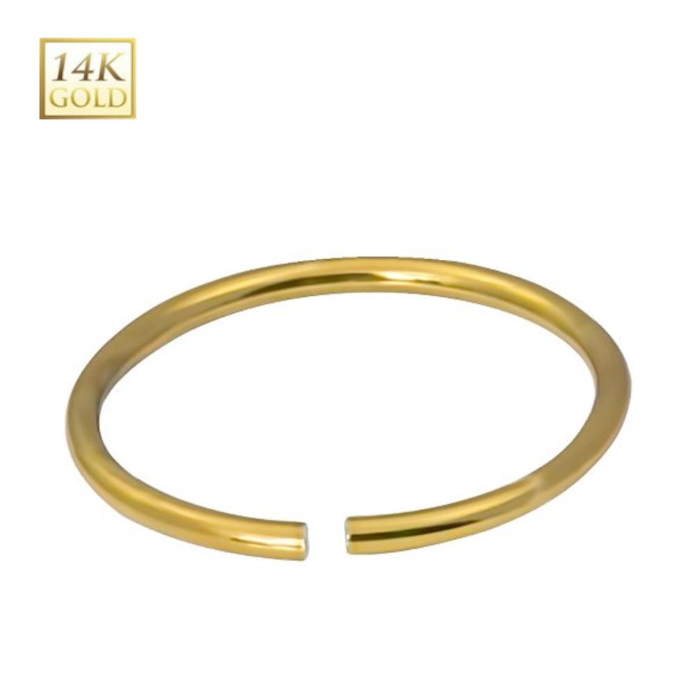14K Solid Gold 20 Gauge Seamless Nose Ring with Annealed Hoop - photo 3