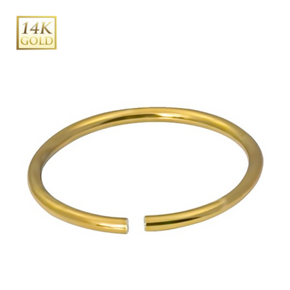 14K Solid Gold 20 Gauge Seamless Nose Ring with Annealed Hoop - photo 3