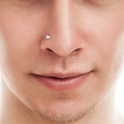 14K Solid Gold 20 Gauge Spike Cone Corkscrew Nose Stud - photo 2