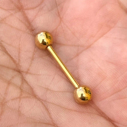 14K Solid Gold 16 Gauge Straight Barbell with CZ - Pair - photo 2
