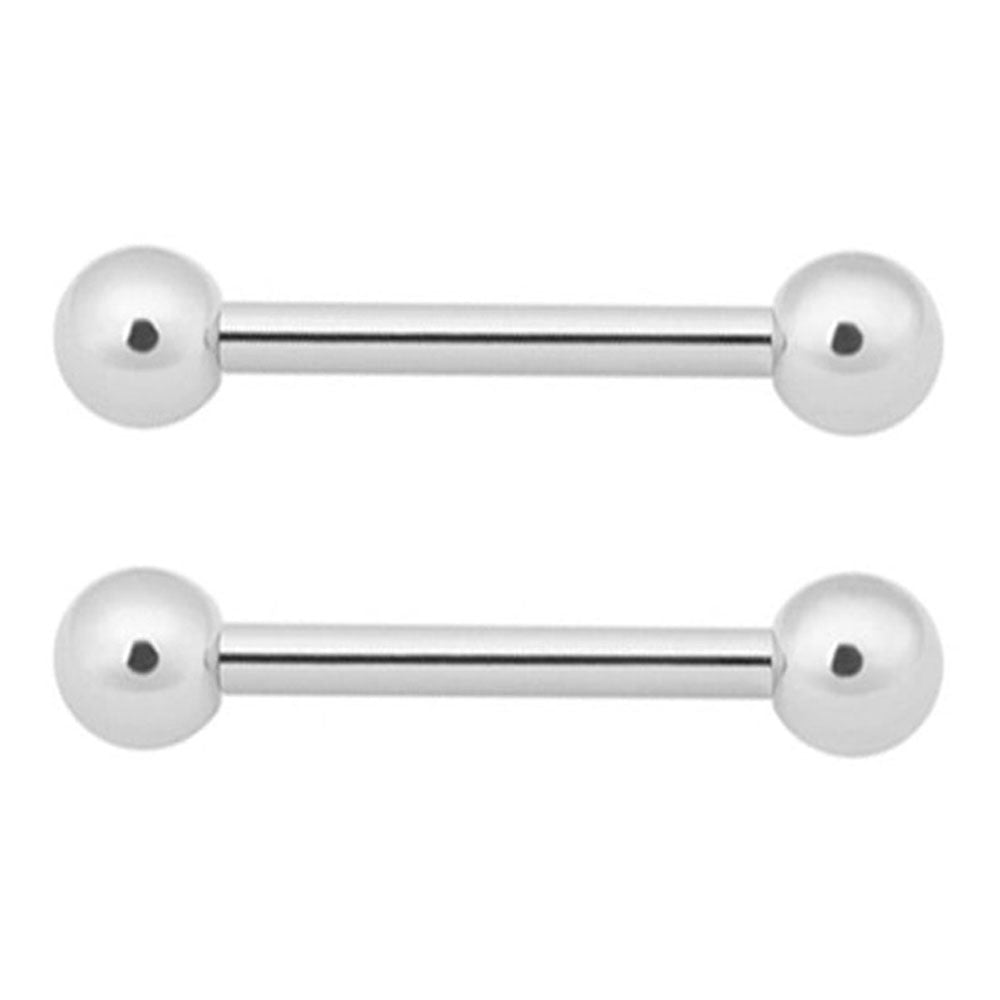 14K Solid Gold 16 Gauge Straight Barbell with CZ - Pair - photo 4