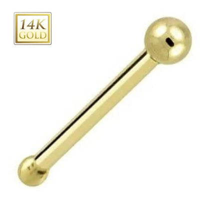 14K Solid Gold 20 Gauge Nose Bone Stud with Top Ball - photo 3