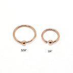 14K Solid Rose Gold Fixed Ball Nose Hoop 20 Gauge - 6mm & 8mm - Kruelty - Photo 3