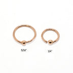 14K Solid Gold 20 Gauge Rose Gold Nose Hoop with Fixed Ball - photo 2