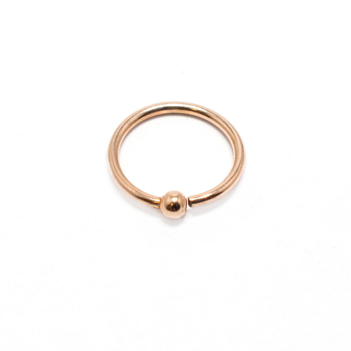 14K Solid Rose Gold Fixed Ball Nose Hoop 20 Gauge - 6mm & 8mm - Kruelty - Photo 4