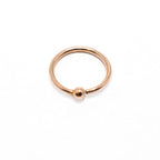 14K Solid Gold 20 Gauge Rose Gold Nose Hoop with Fixed Ball - photo 3