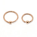 14K Solid Gold 20 Gauge Rose Gold Nose Hoop with Fixed Ball
