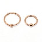 14K Solid Gold 20 Gauge Rose Gold Nose Hoop with Fixed Ball