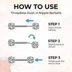 14 Karat Solid Gold Nipple Ring Barbell 14 Gauge Threadless - Pair - Kruelty - Photo 3