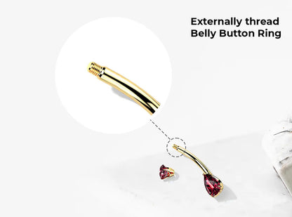 14K Solid Gold 14 Gauge Belly Ring with Teardrop Opal CZ Gems - photo 4